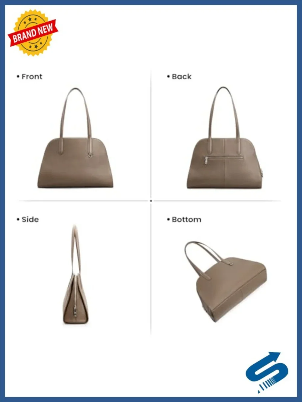 Genuine Leather Tote Bag Multi-Pockets Designer Shoulder Work Satchel Handbags